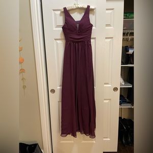 Dark purple chiffon bridesmaid dress